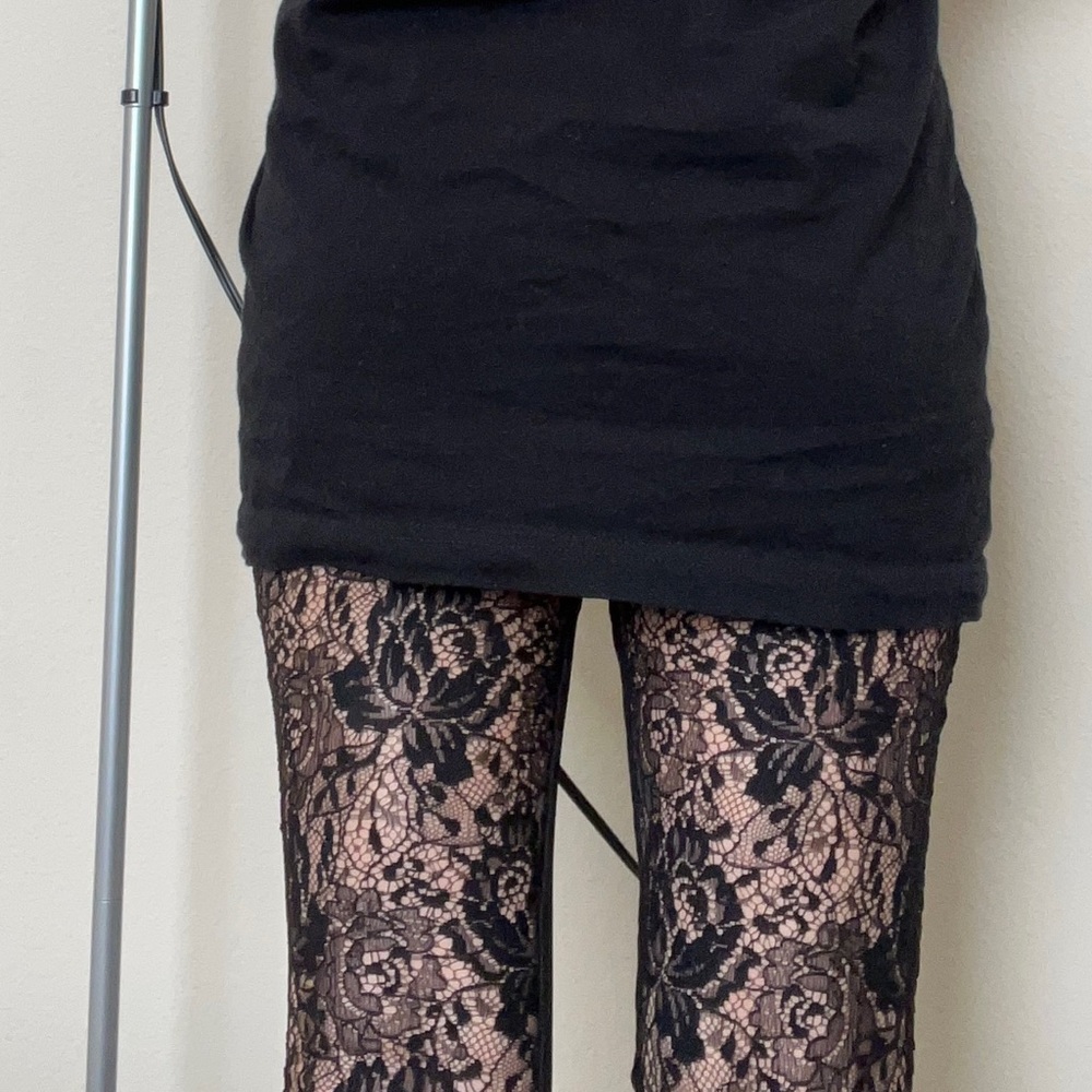 Slim Effect: Lace Legging - Half Solid Black & Ha… - image 1